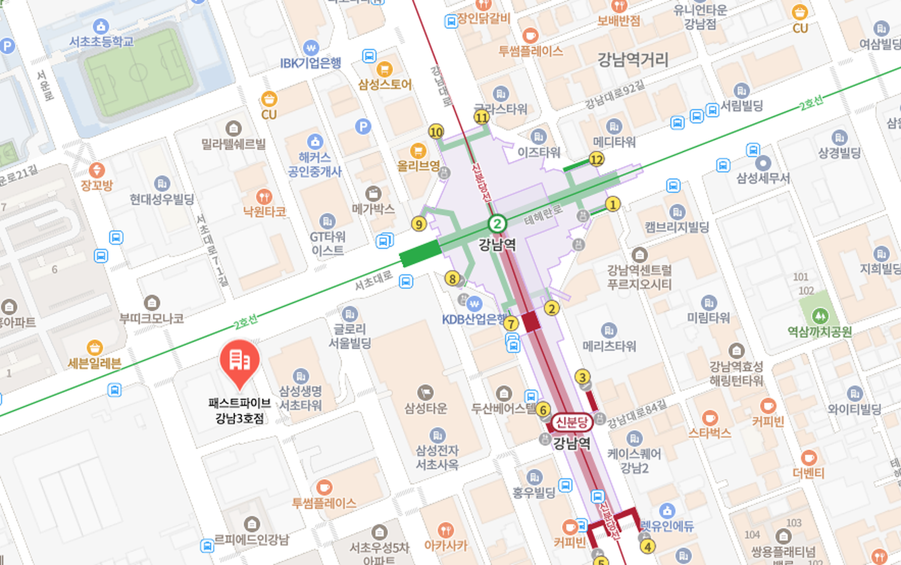 패스트파이브 강남 3호점 — 강남역 4번 출구 도보 거리